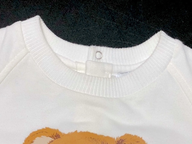  two point successful bid free shipping! 2A48 Moschino baby Kids print Bear long sleeve reverse side nappy frill One-piece 86cm/18-24 months girl 