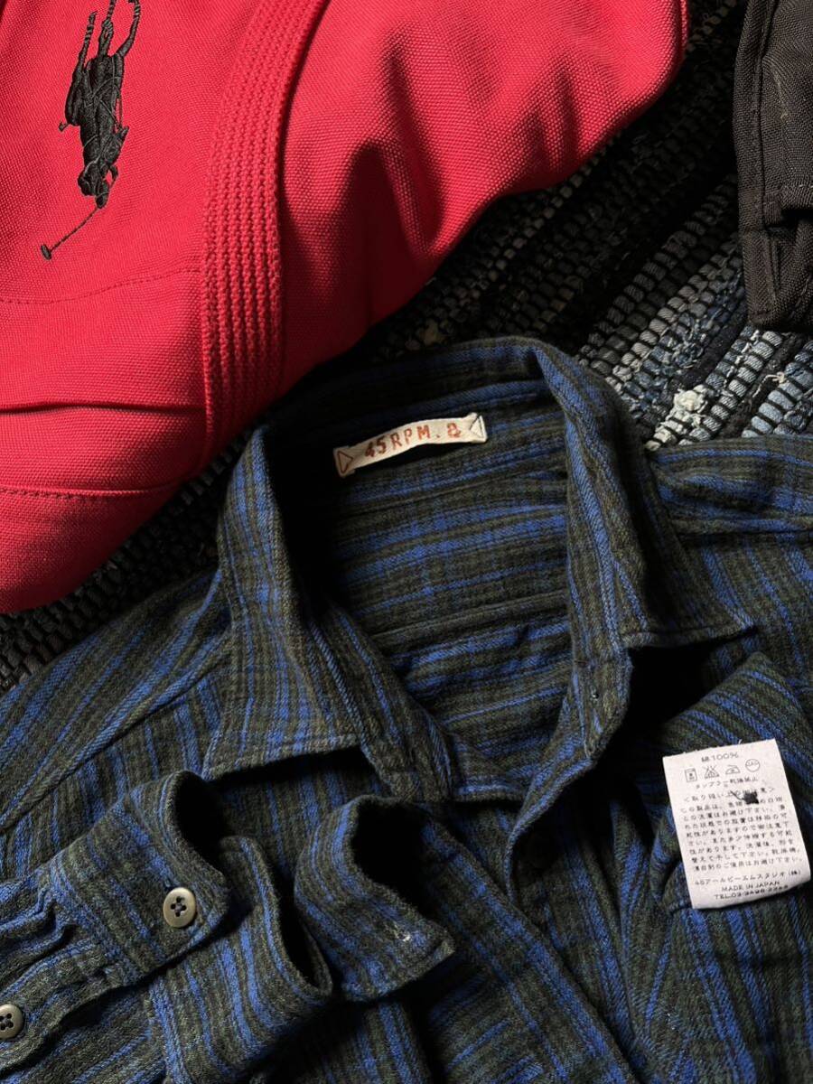 超美品 日本製 45rpm 高品質フランネル 鮮やかチェックデザインシャツ メンズ 長袖シャツ size2(M) 45アールピーエムスタジオ(株)の画像7