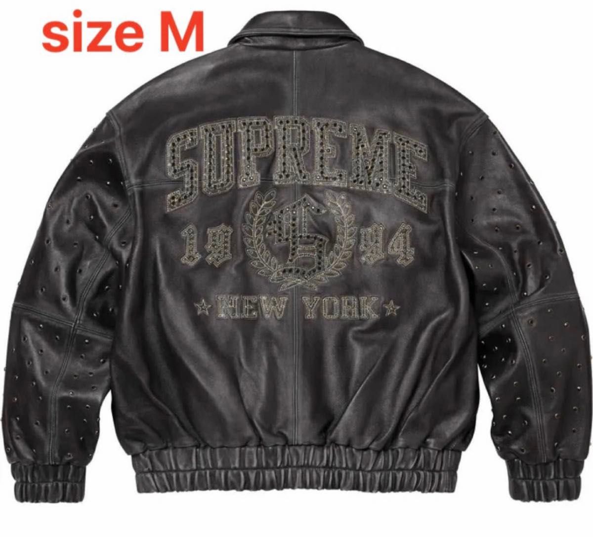 Supreme Gem Studded Leather Jacket "Black 