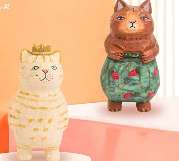 癒し猫の置物 オブジェ 飾り 手彫り 木製 ぶさかわ 可愛い ネコ 癒し猫の置物 オブジェ 飾り 手彫り 木製 ぶさかわ 可愛い ネコ