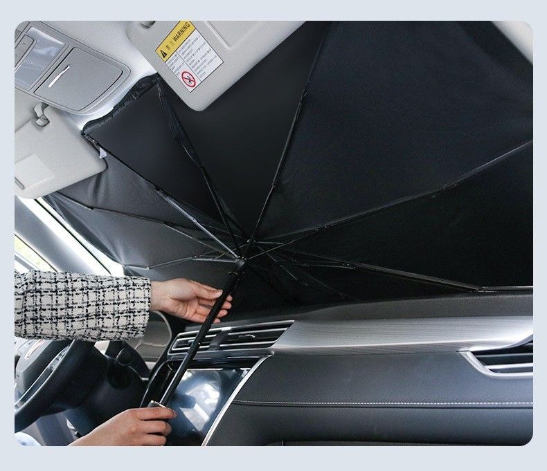 L サンシェード 断熱 遮光 収納ケース付き 折り畳み傘式 車内日除け 簡単取り付け