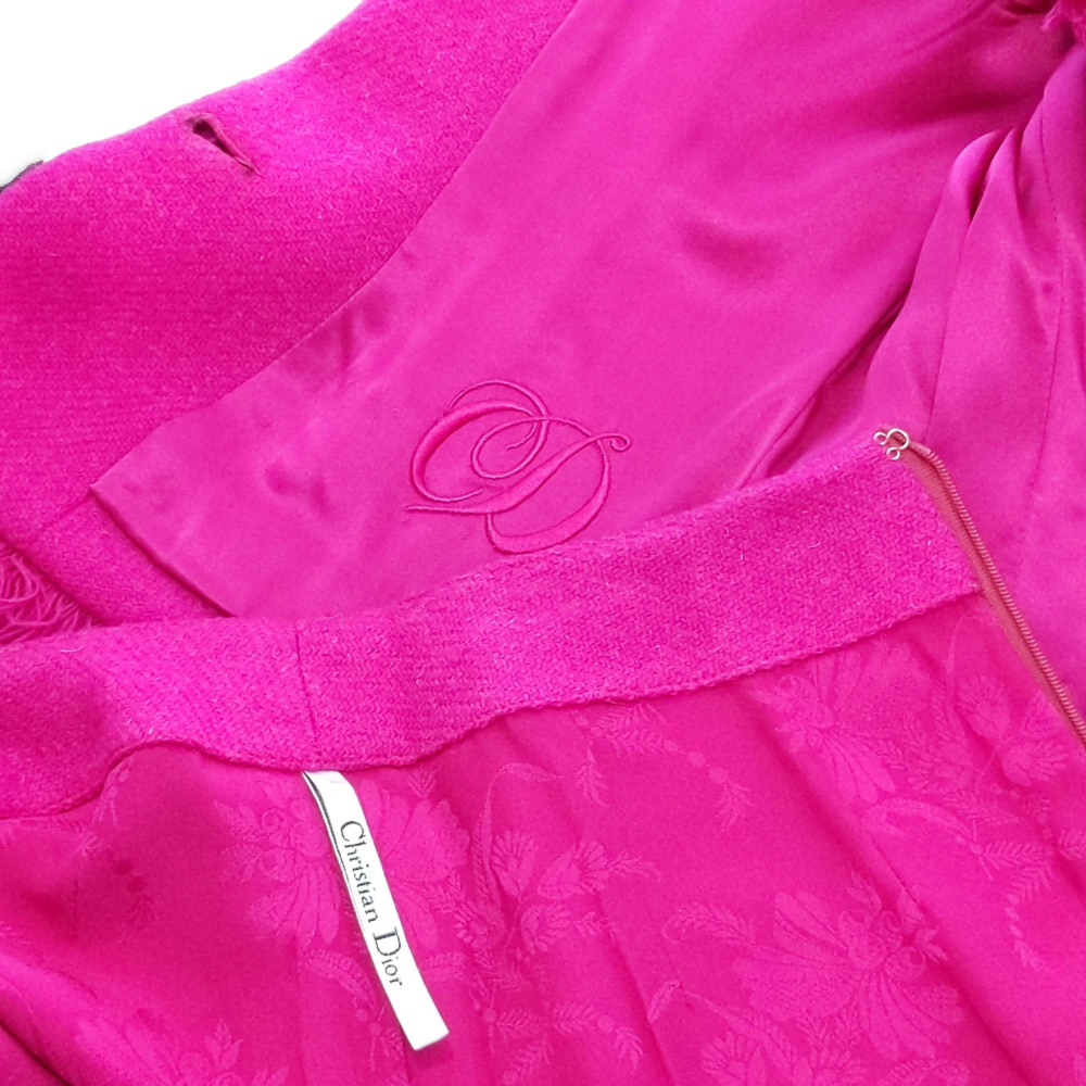  Christian Dior 1990s бахрома юбка костюм One-piece /8H12021221/8H12033131/36/ розовый /Christian Dior на следующий день рассылка возможно #515749