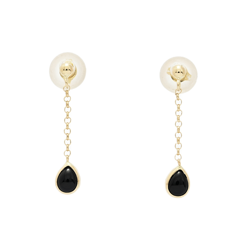 1 jpy # frill * onyx earrings /K18YG/750-0.5g/ Hierro Gold next day delivery possible #506727