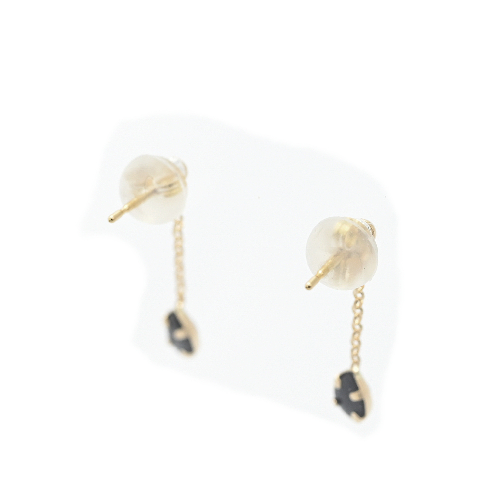 1 jpy # frill * onyx earrings /K18YG/750-0.5g/ Hierro Gold next day delivery possible #506727