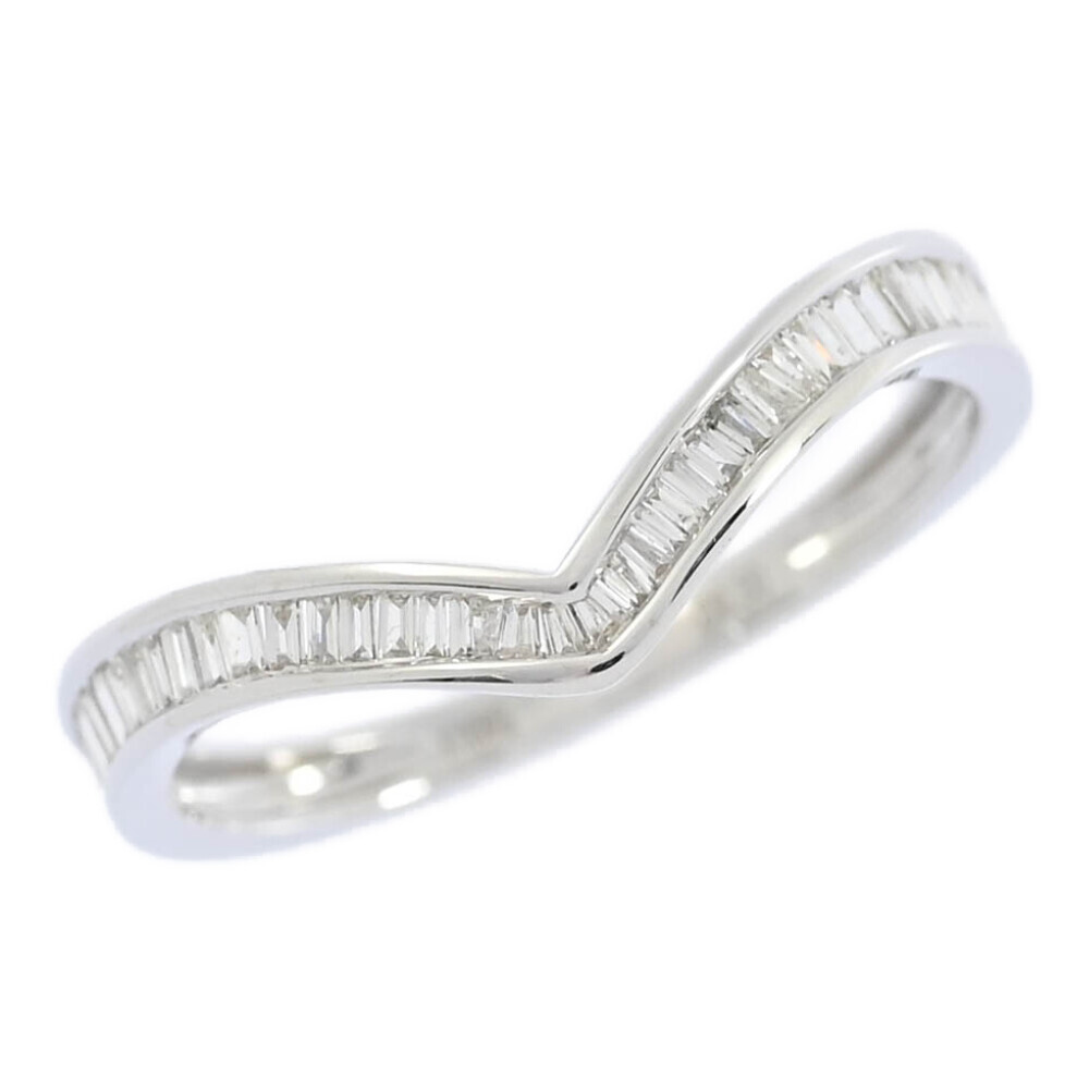  wave half Eternity diamond ring * ring /K18WG/750-2.2g/0.3ct/17 number /#57/ white gold next day delivery possible #516797