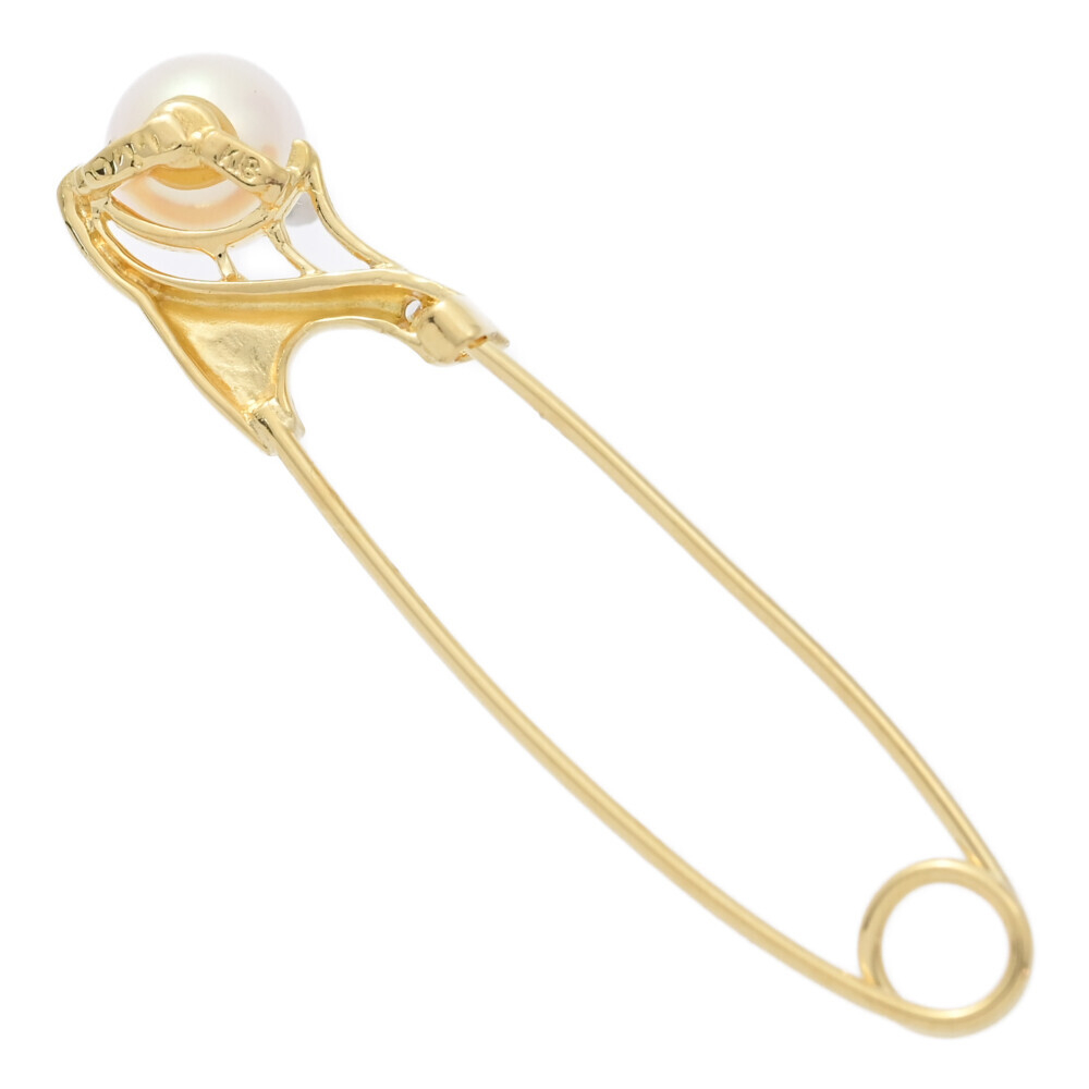 1P* Akoya pearl /Japan Pearl/ pearl * diamond brooch * pin tuck /K18YG/750-2.3g/FD:0.02ct/Φ7.0mm/ yellow gold #515961