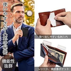 [ACLUO] 薄い 財布 メンズ 二つ折り 小さい 国産レザー 牛革 コンパクト 薄型 さいふ 小銭入れなし お札入れ 一流の革_画像5