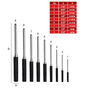 サムコス ピンポンチセット ピン抜きツール 収納袋付 1.5～8mm 9種類 クロム合金 工具 高精度 DIY 穴あけ工具 家庭用_画像2