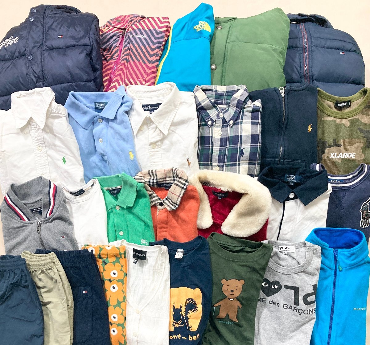 ★ブランド 子供服 27点 まとめ ベビー キッズ 男の子 女の子 POLO RALPH LAUREN BURBERRY TOMMY NORTH mont-bell 他 卸 現状品 7.2kg★の画像1