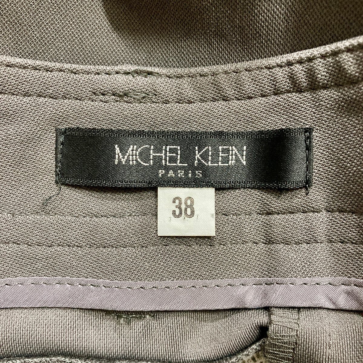 ★未使用タグ付き MICHEL KLEIN ミッシェルクラン ストレッチスラックスパンツ フロントライン グレー イトキン 日本製 ボトムス 0.35kg★の画像8