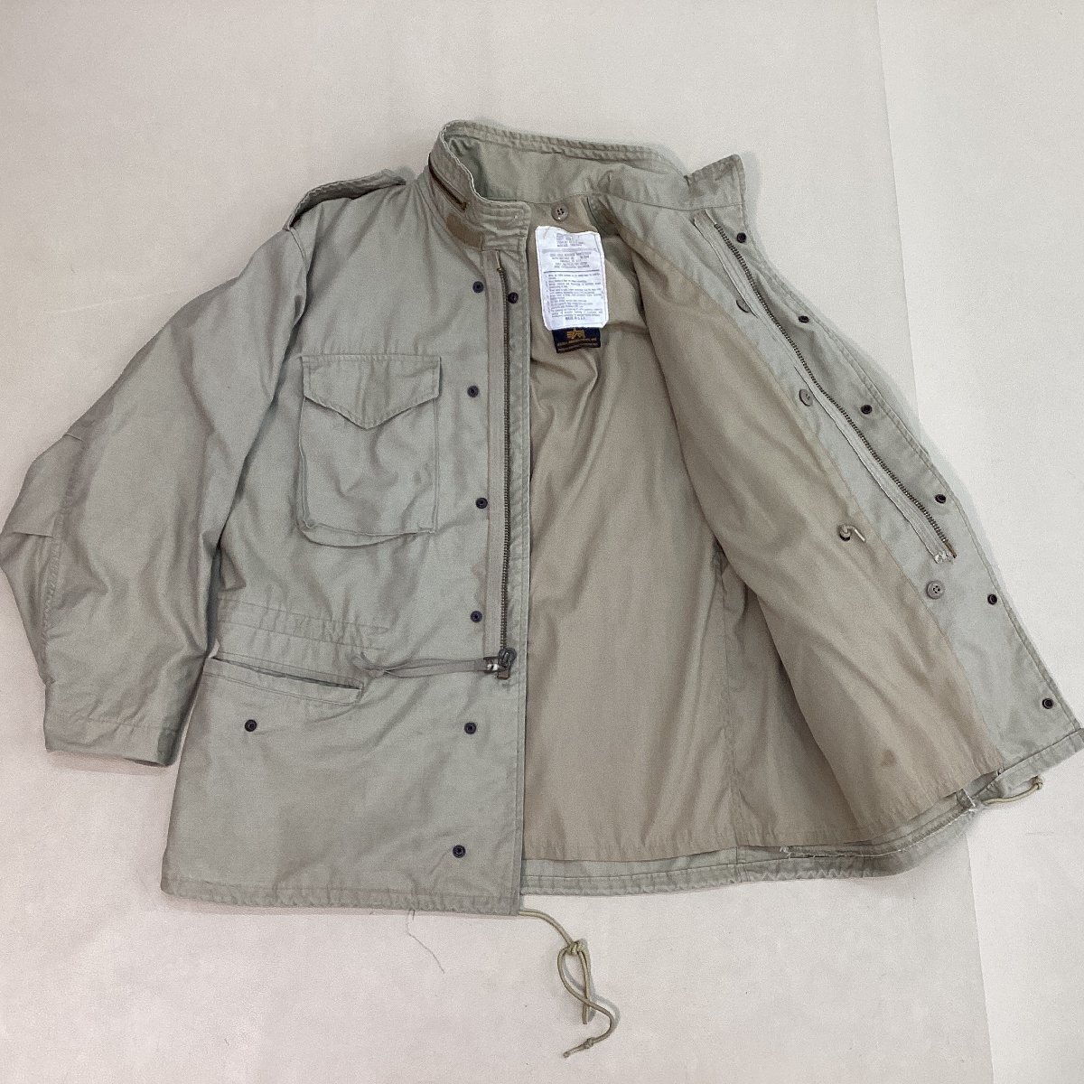 ■90s USA製 ALPHA INDUSTRIES アルファインダストリーズ M-65 フィールドジャケット ミリタリー アウター サイズL ベージュ/1.38kg■の画像5