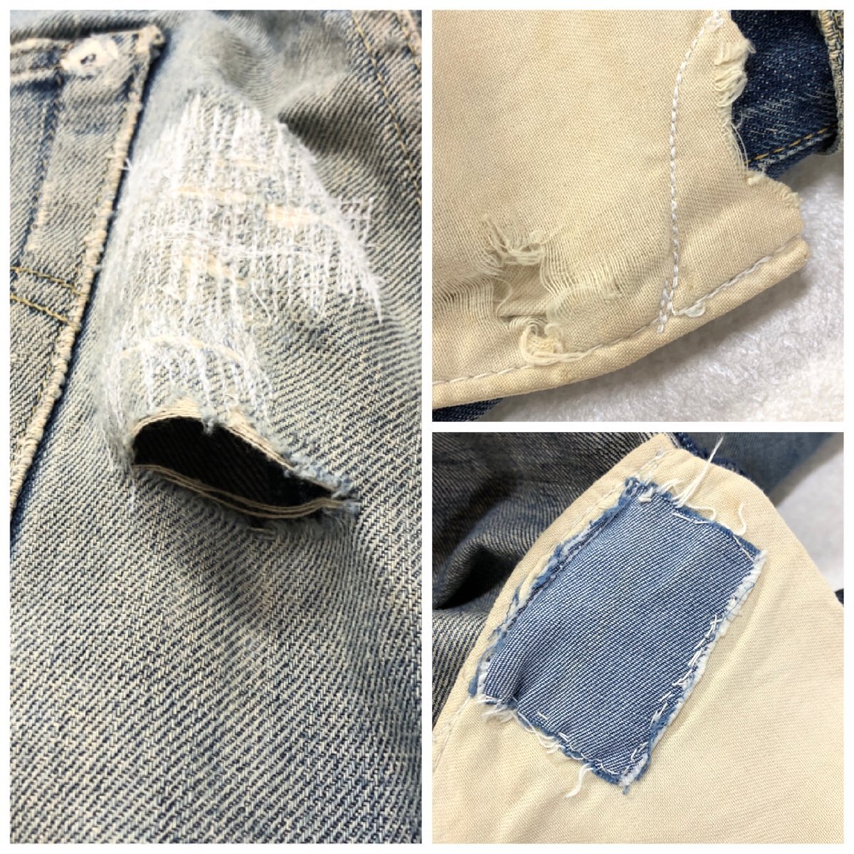 ●90s Levi's リーバイス デニムパンツ 503B ビッグE 革パッチ ボタン裏刻印J22 赤耳 ボタンフライ ダメージ加工 W33/L36 メンズ 0.75kg●の画像10