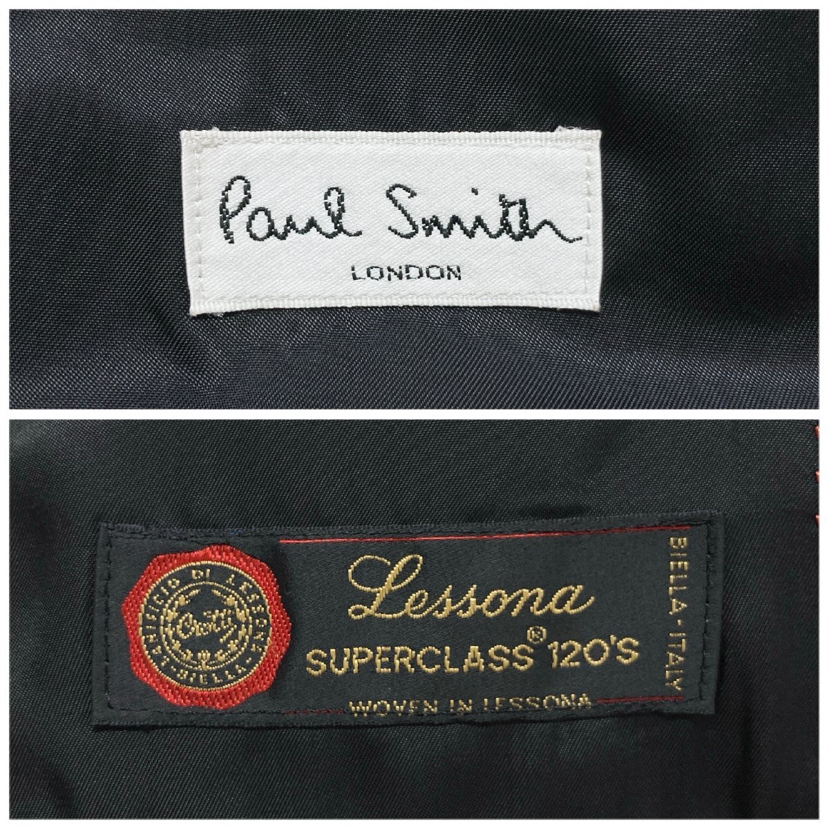 ●Paul Smith ポールスミス セットアップ スーツ ジャケット パンツ シングル ウール ストライプ ブラック系 日本製 sizeL メンズ 1.08kg●の画像8