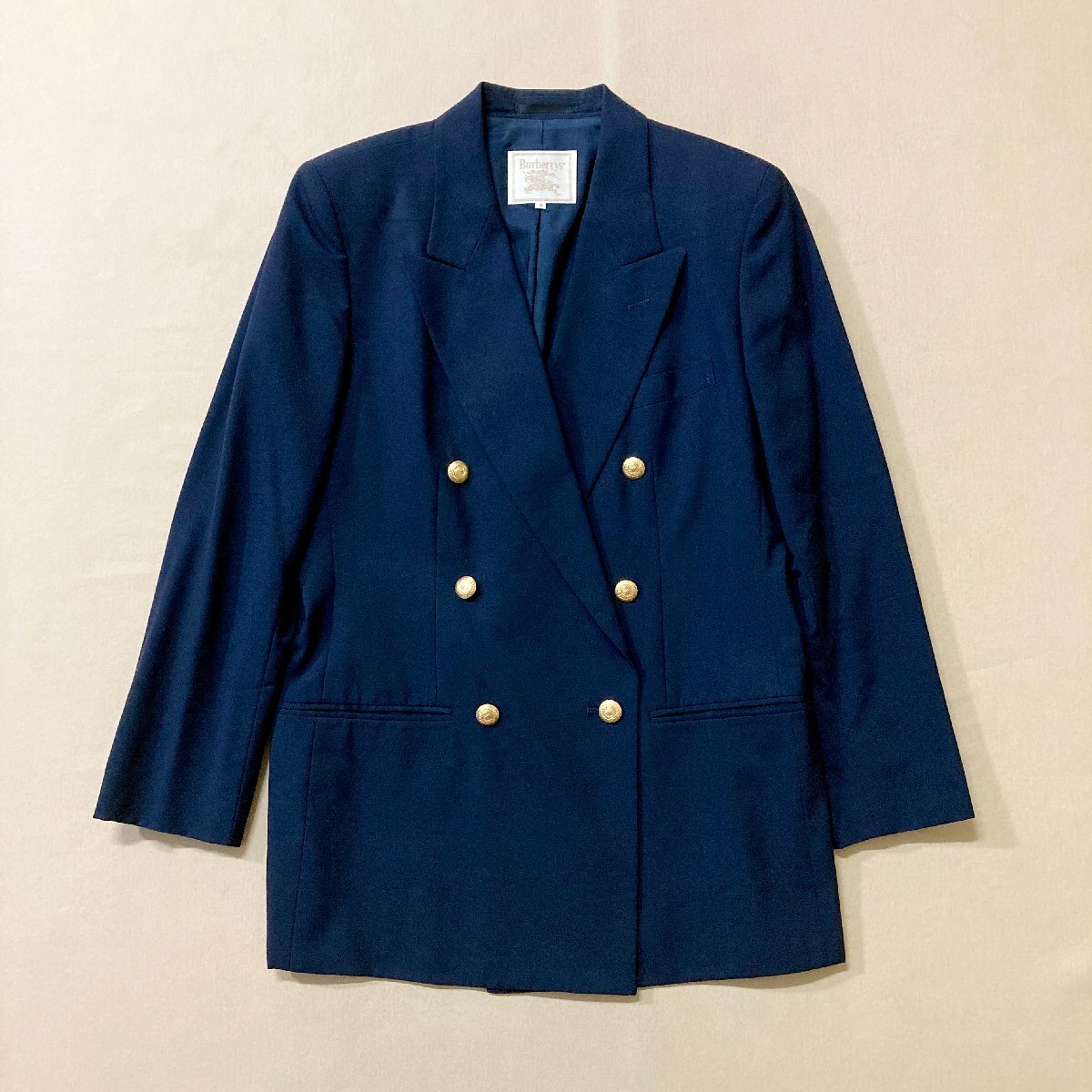 ★美品 vintage Burberrys ヴィンテージ バーバリーズ ダブルブレザー レディース サイズ 9 ネイビー アウター ジャケット 0.5kg★_画像1