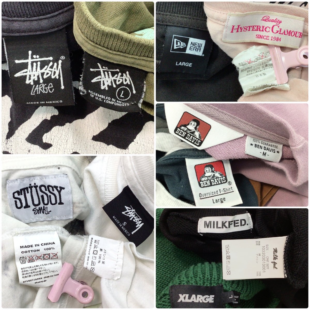 ■ストリート系ブランド STUSSY/HYSTERIC/BenDavis/NewEra/XLARGE/MILKFED. 10点 まとめ売り Tシャツ スウェット他 古着卸 /3.2kg■の画像9