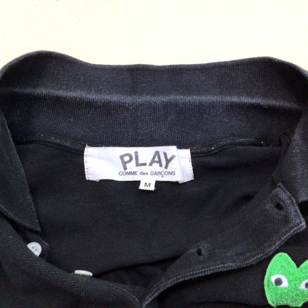 ■【送料198円】PLAY COMME des GARCONS コムデギャルソン 半袖ポロシャツ メンズ サイズM ハートロゴ 黒 日本製 AZ-T046 /0.26kg■の画像5