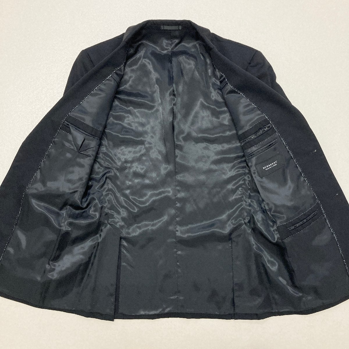 ●BURBERRY BLACK LABEL バーバリー ブラックレーベル セットアップ スーツ ジャケット パンツ 三陽商会 メンズ38R ブラック 1.04kg●の画像6