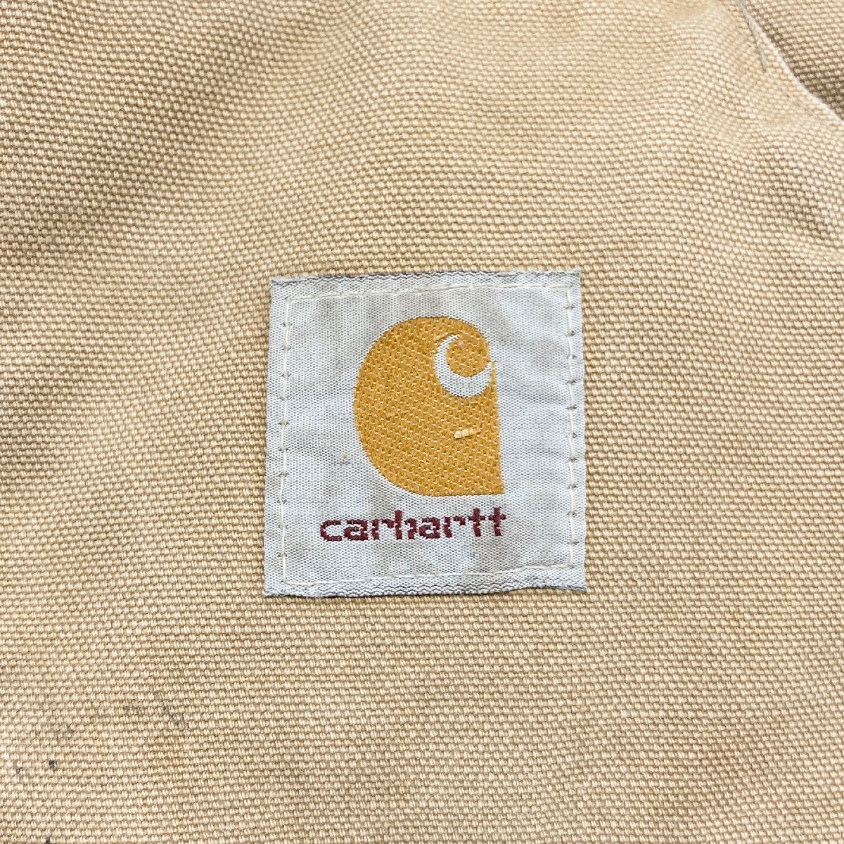 ●80s ヴィンテージ carhartt カーハート ベスト 上着 ワークウェア ダック地 刺繍タグ 星形タグ USA製 ベージュ系 sizeM メンズ 0.65kg●の画像5