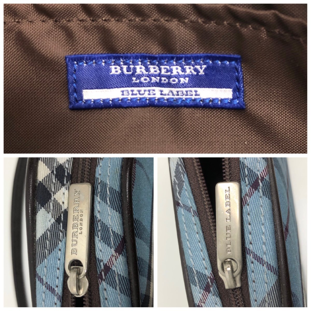 ●BURBERRY BLUELABEL バーバリー ブルーレーベル ハンドバッグ バニティ ポーチ ZCE04-500 ノバチェック ブルー系 レディース 0.1kg●_画像8