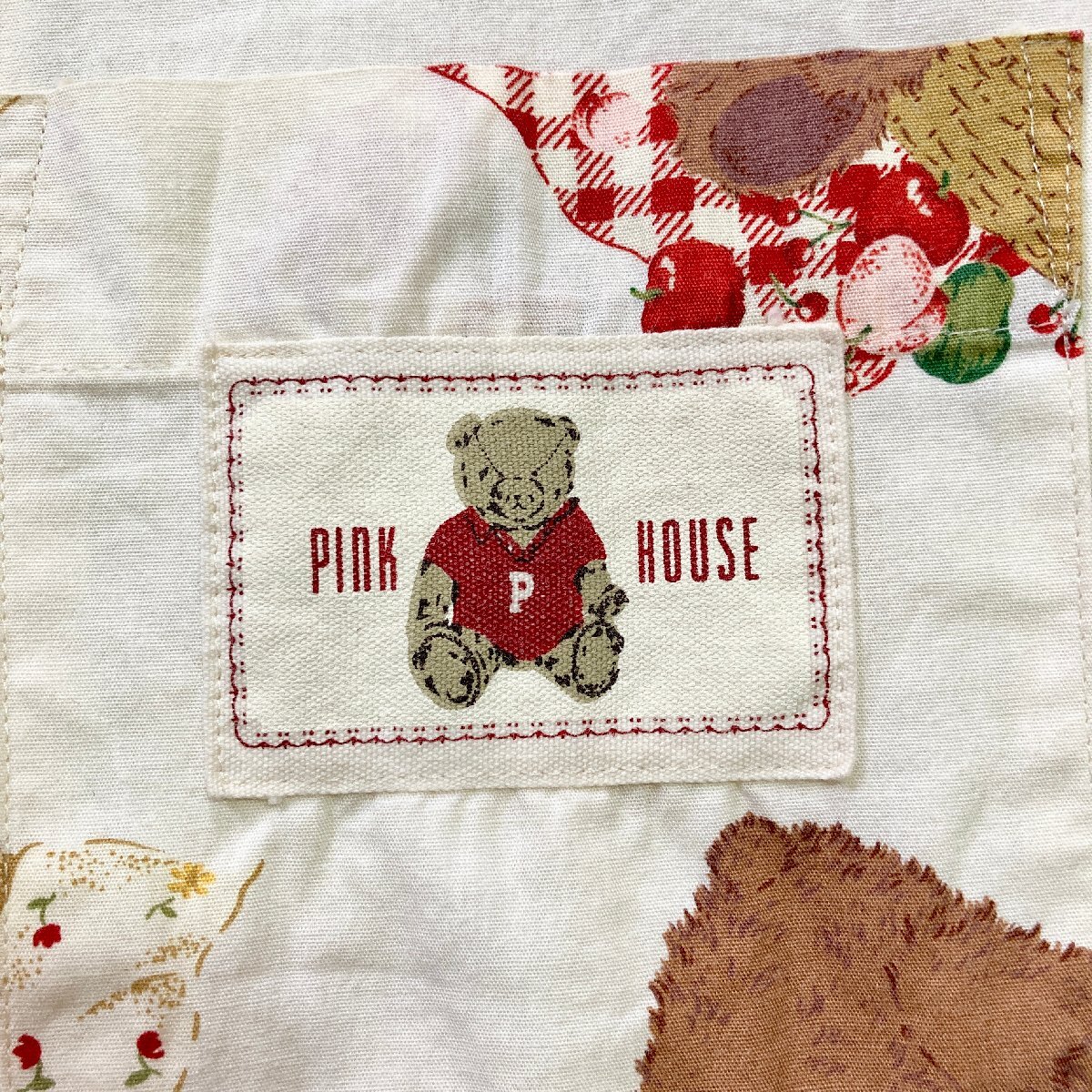 ★PINK HOUSE ピンクハウス 半袖シャツ アイボリー 総柄 くまさん ベアー サイズL トップス 0.18kg★_画像5