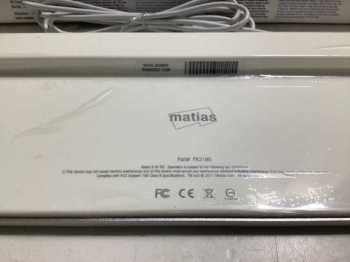 ★Matias wired aluminum keyboard for Mac キーボード FK318S パソコン周辺機器 英語US ASCII配列 現状品 0.552kg★の画像4
