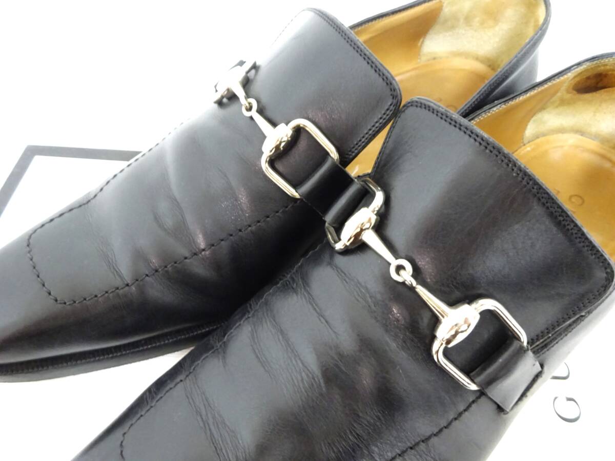 *1 иен ~ GUCCI Gucci bit Loafer бизнес обувь чёрный машина f. телячья кожа кожа обувь 40.5