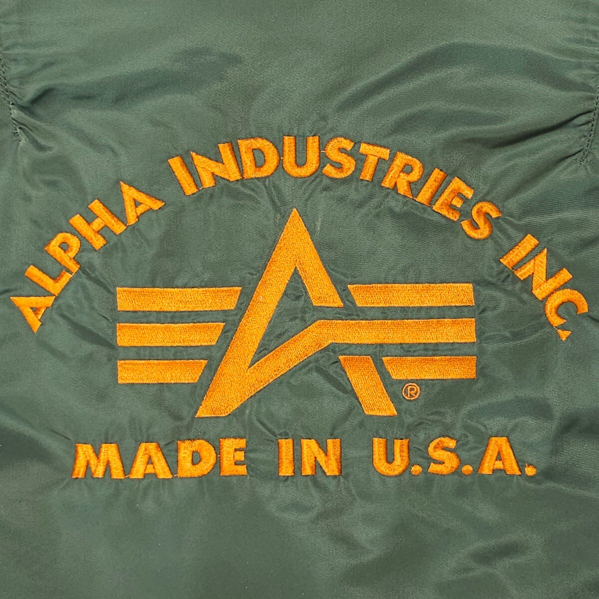 USA製ALPHAアルファ MA-1バックロゴ刺繍フライトジャケットM USA製ALPHAアルファ MA-1バックロゴ刺繍フライトジャケットM