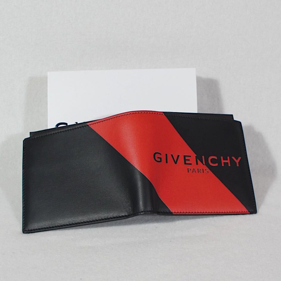 未使用 箱付き 《GIVENCHY》 バイカラーウォレット RED 折り財布 極美品 レザー 本革 MADE IN ITALY デカロゴ 二つ折り_画像3