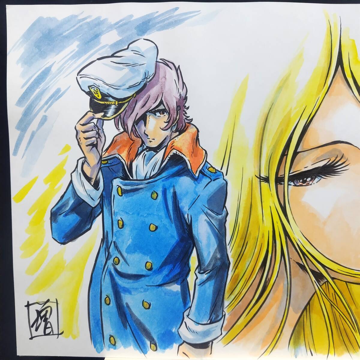 完璧わいふによる 再入荷予定なし】 増永計介 サイン ラフ原画付 直筆イラスト サイン、直筆画