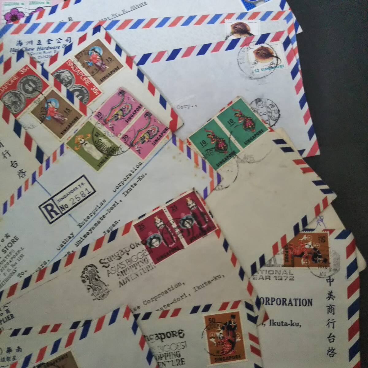 外国切手 シンガポール航空エンタイア約20通の画像5