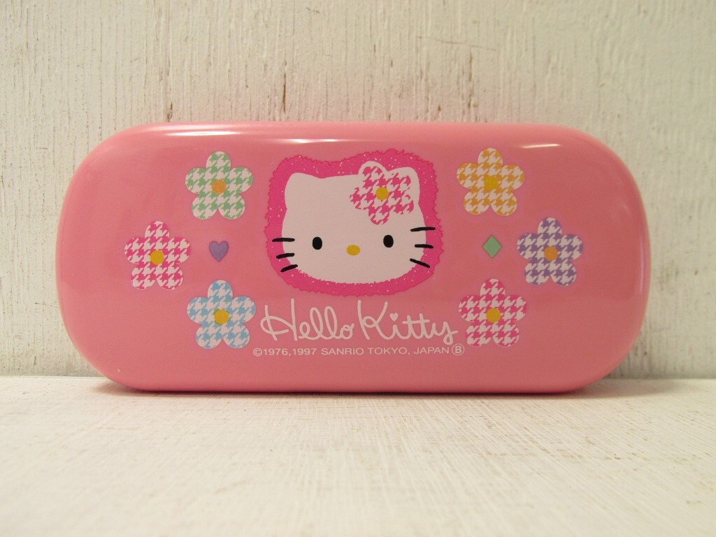 v[ Sanrio 1997 HELLO KITTY Hello Kitty очки кейс розовый подлинная вещь не использовался товар ]