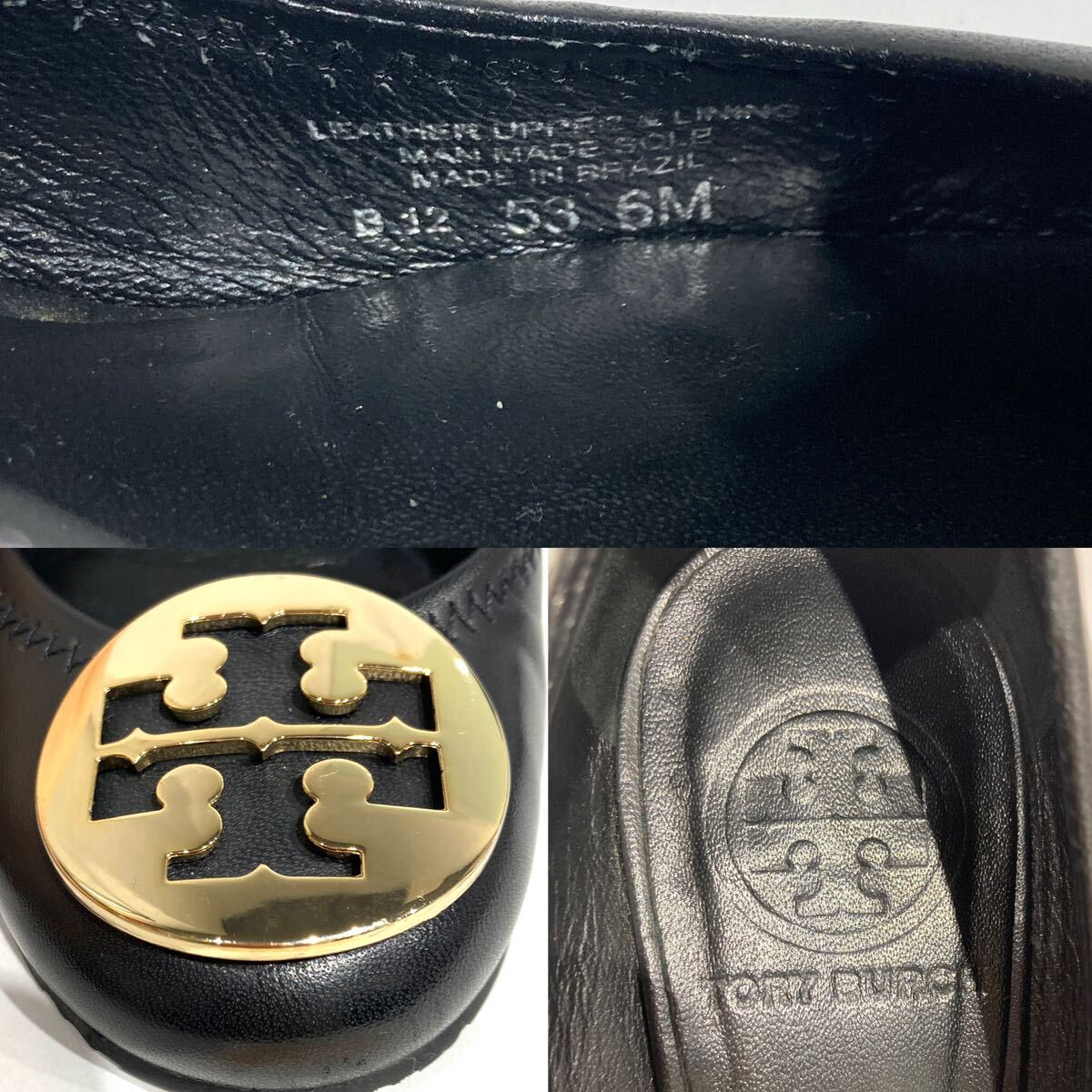 bk-664 トリーバーチ TORY BURCH ブラック 黒 パンプス ウエッジソール レザー サイズ6M 約23cm 保存袋付き(Y215-18)の画像9