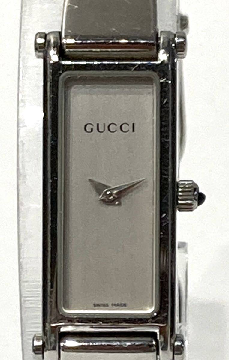 bk-693 GUCCI グッチ バングルウオッチ 1500L スクエア シルバー文字盤 レディース腕時計 クオーツ 箱 説明書付き(Y218-3)の画像4