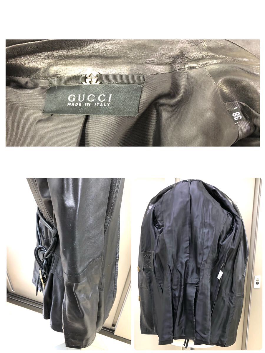 GUCCI グッチ レザージャケット 羊革 ブラック 黒 レディース 38サイズ アウター 付属品あり 現状品 Y222-23の画像6