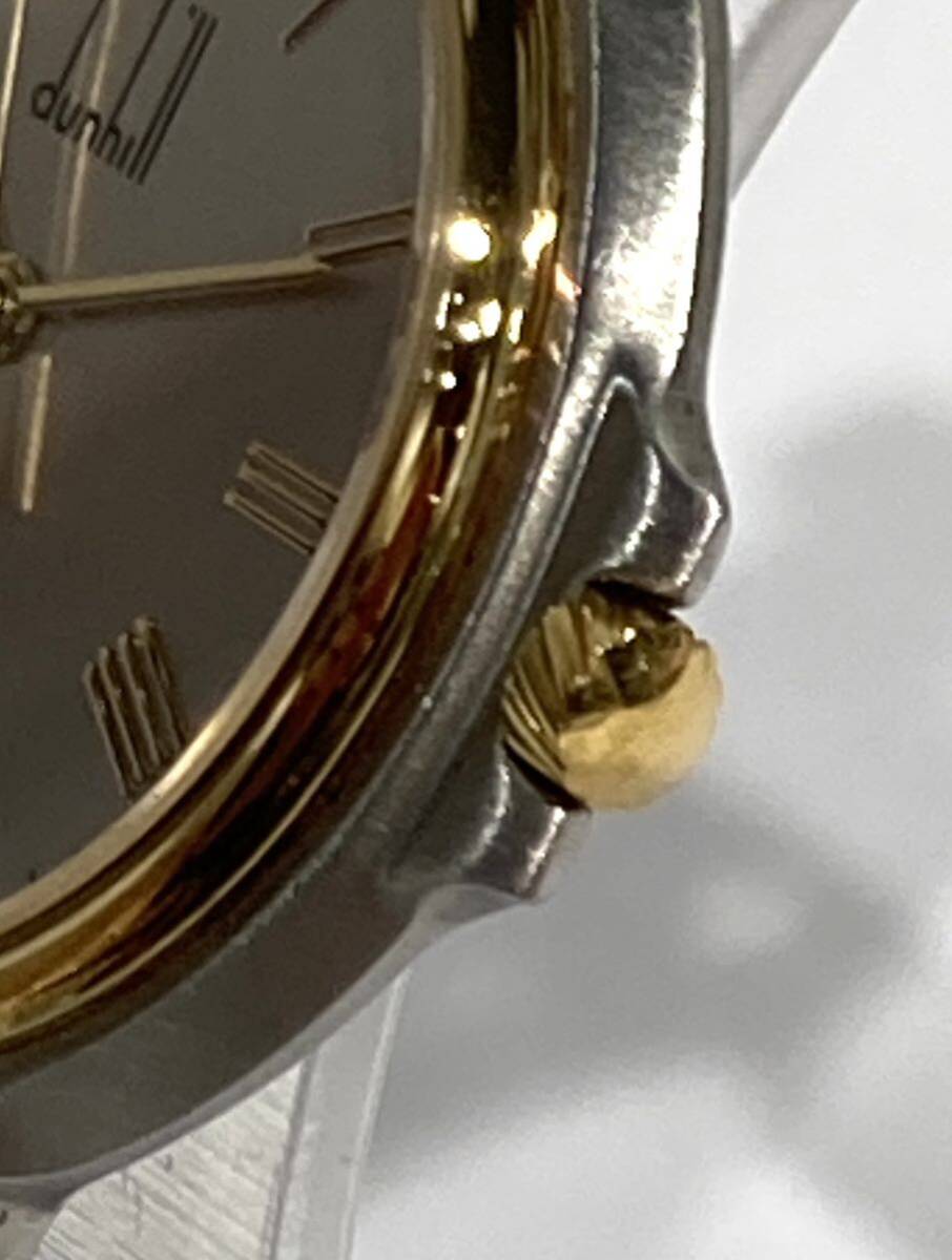bk-742 ダンヒル dunhill ライトシルバー色系文字盤 クォーツ ゴールド&シルバー コンビ メンズ 腕時計 稼働品(O159-4)の画像4
