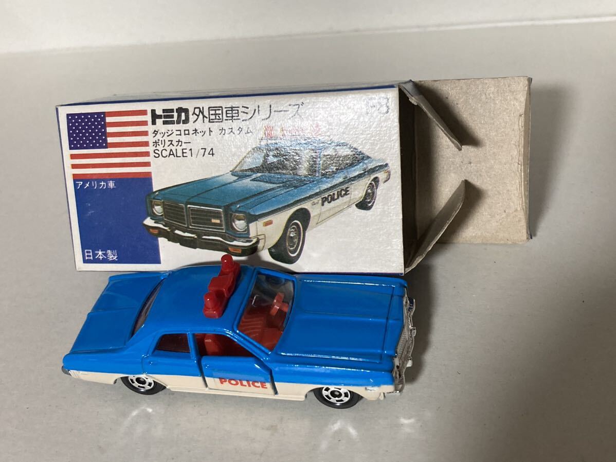 コロネット DODGE ダッジ ポリスカー policeシール小欠け 青箱フタ折れ.箱擦れ汚れ有 1/74日本製トミカ 同梱同日終了分.木曜迄支払い厳守_画像6