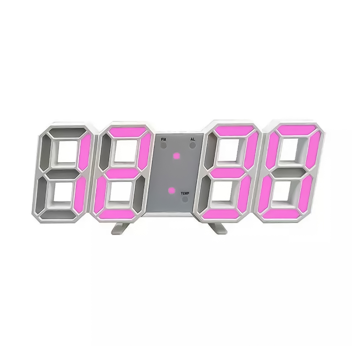 3D立体時計 ピンク LED壁掛け時計 置き時計 両用 デジタル時計 インスタ映え 置き型 LED デジタル アラーム付 目覚まし時計☆の画像1