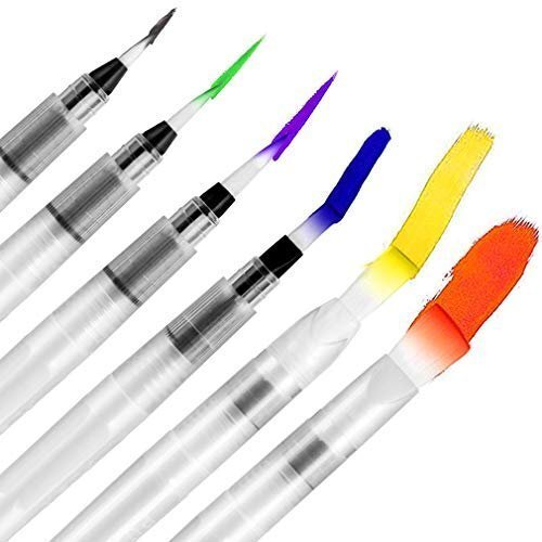 水彩ペン　6本セット　高品質・高性能　水彩画　水彩色鉛筆用　水筆ペン　描画用　筆　綺麗に描ける　水を入れて使う本体の軸は、ネジ式_画像2