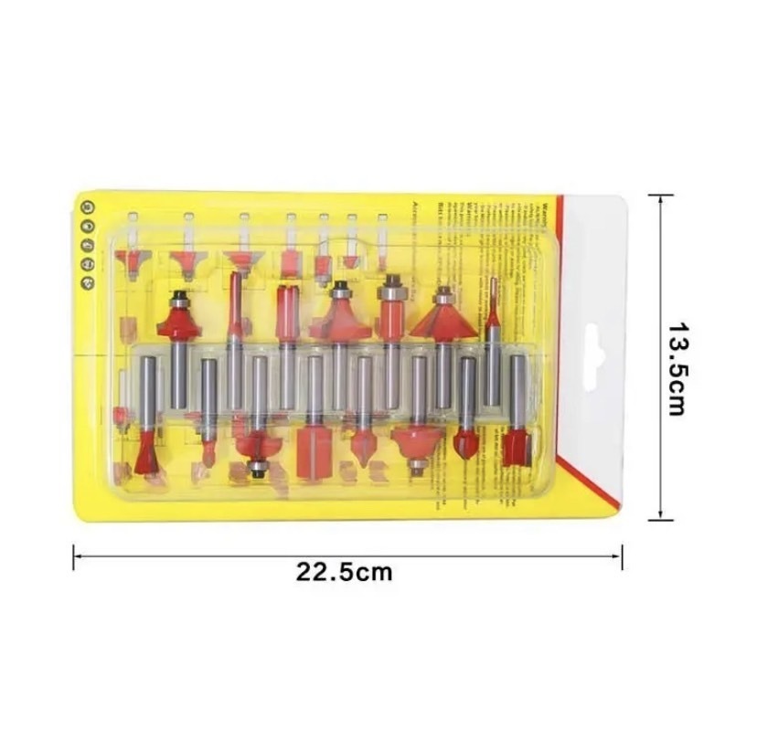 トリマービット 15本セット 超硬 軸径6.35mm ルーター 木工 面取り 15種類のビットがセットになっているので様々な箇所に使えます。
