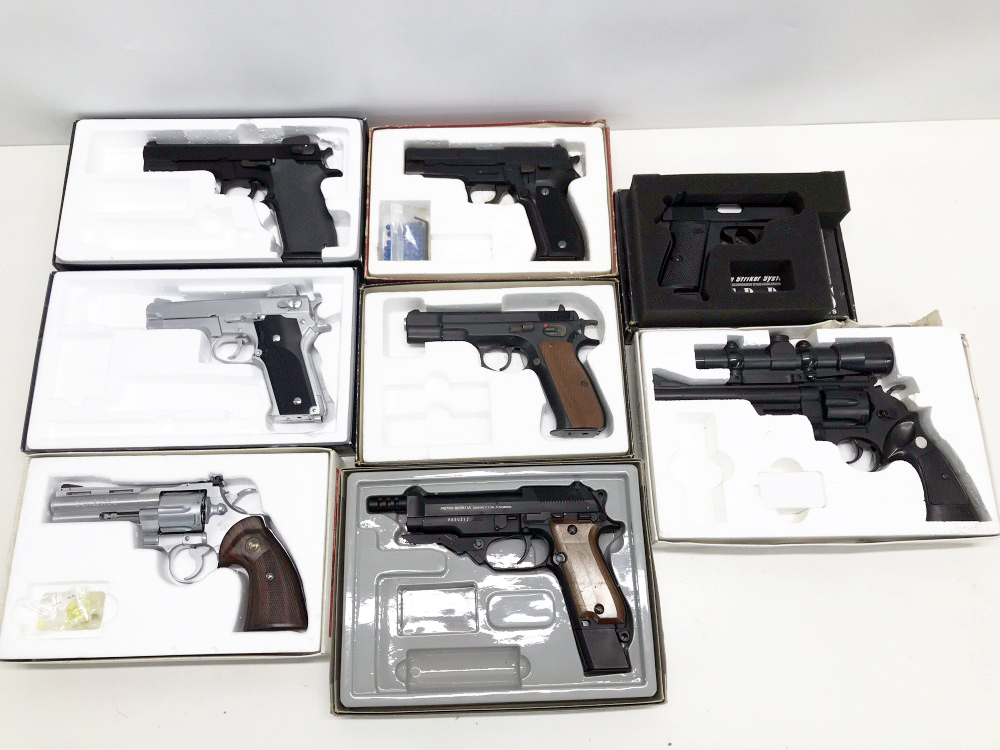 【マルゼンPPK/S ニュー44マグナム、タナカP226、MGC M659 Cz75、コクサイ パイソン、サンエイM93R等　ガスガン8丁セット　ジャンク】_画像2