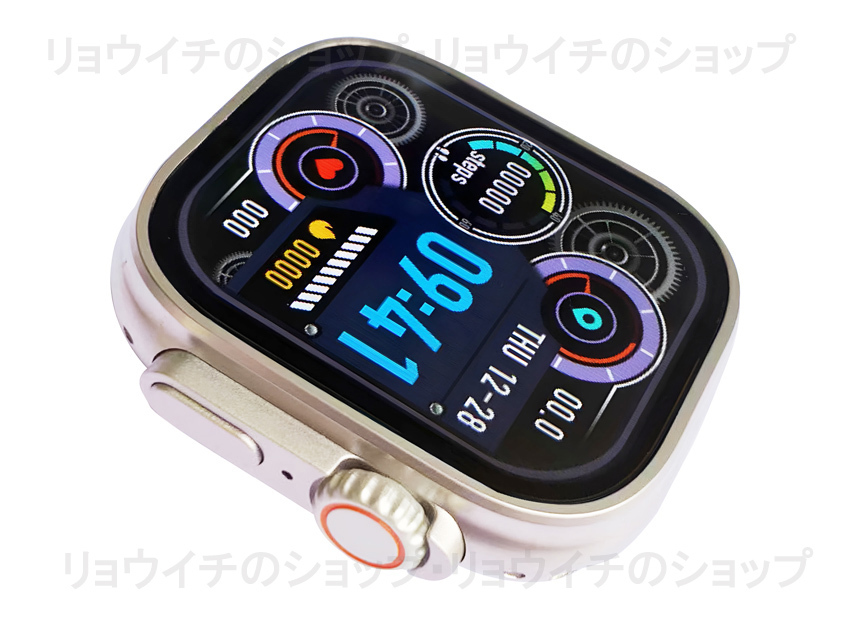 送料無料 Apple Watch 代替品 2.19インチ 大画面 S9 Ultra スマートウォッチ オレンジ 多機能 通話 音楽 健康 スポーツ 防水 血中酸素 血圧_画像6