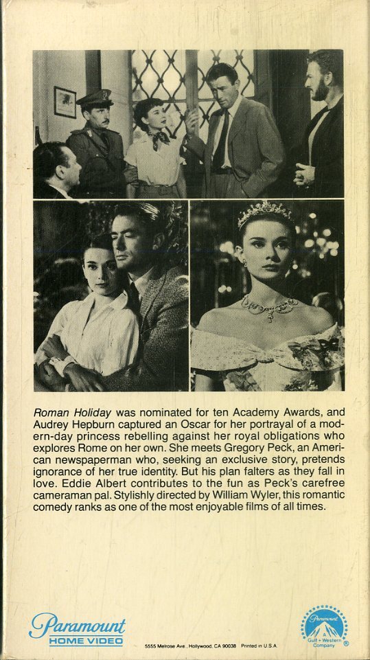 H00012857/VHSビデオ/オードリー・ヘップバーン「Roman Holiday」_画像2