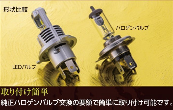 【花魁JAPAN】★LEDヘッドバルブⅡ 閃光 H4 Hi/Lo（電球色）【ORH40×2個セット】★12V/24V対応 旧車イメージの色合いで明るく設定♪_画像5