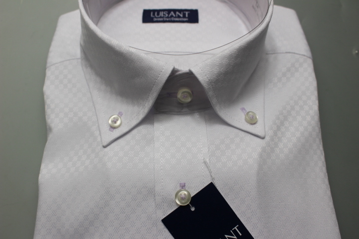 2枚セット【新品】LUISANT　ボタンダウンワイシャツ /標準体 形態安定 　M(39-82) 白ドビー/市松柄(山喜取扱い品）UND101/038(6A984.985_画像4