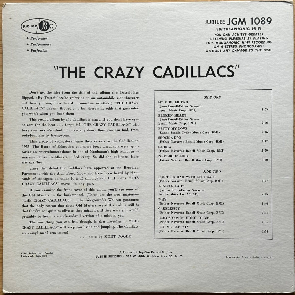 [US ORINIGAL] The Crazy Cadillacs / The Cadillacs LPの画像2