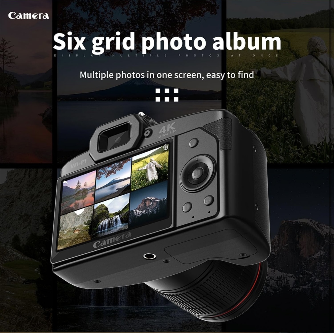 4K 64MP HD コンパクトデジタルカメラ、3インチ IPS カラーディスプレイ WIFI 携帯電話相互接続デジタルビデオカメラの画像2