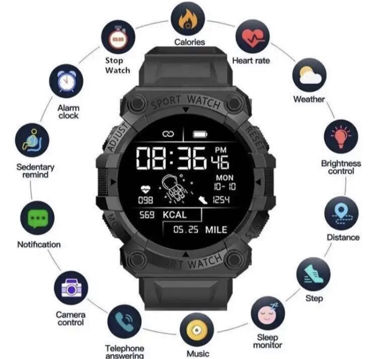 スマートウォッチ SPORTS GEAR 黒 Bluetooth 黒 防水 キャンプ アウトドア タフ 腕時計