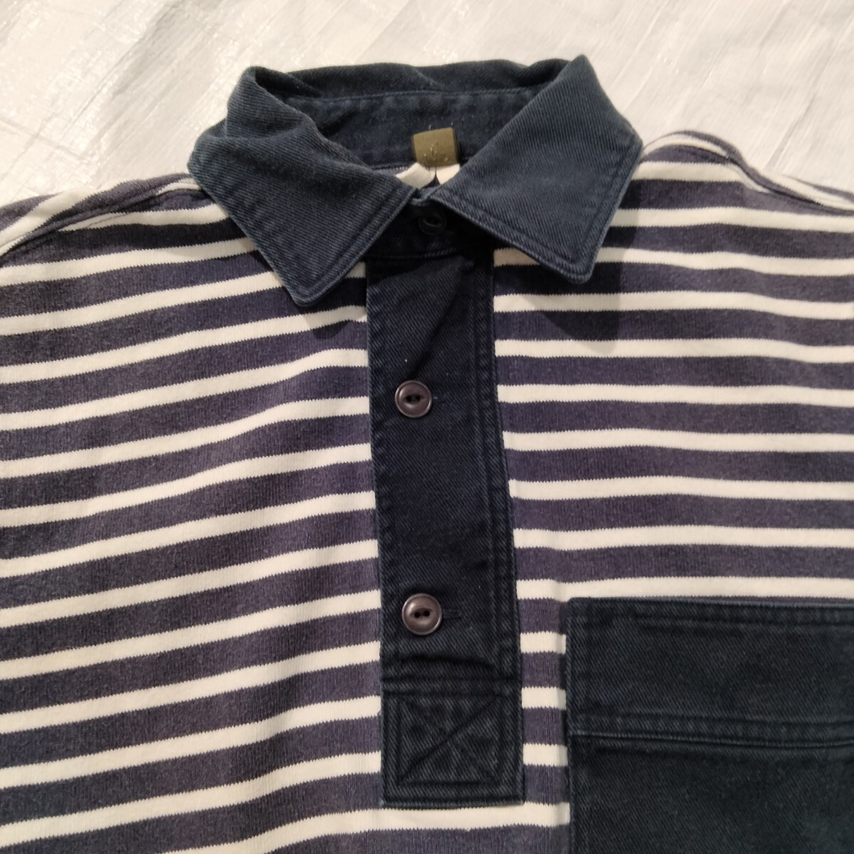 ナイジェルケーボン Nigel Cabourn マリンポロ MARINE POLO 半袖　ボーダー　ポケット付　ポロシャツ　44 ナイジェル　ケーボン　ポロ　_画像4