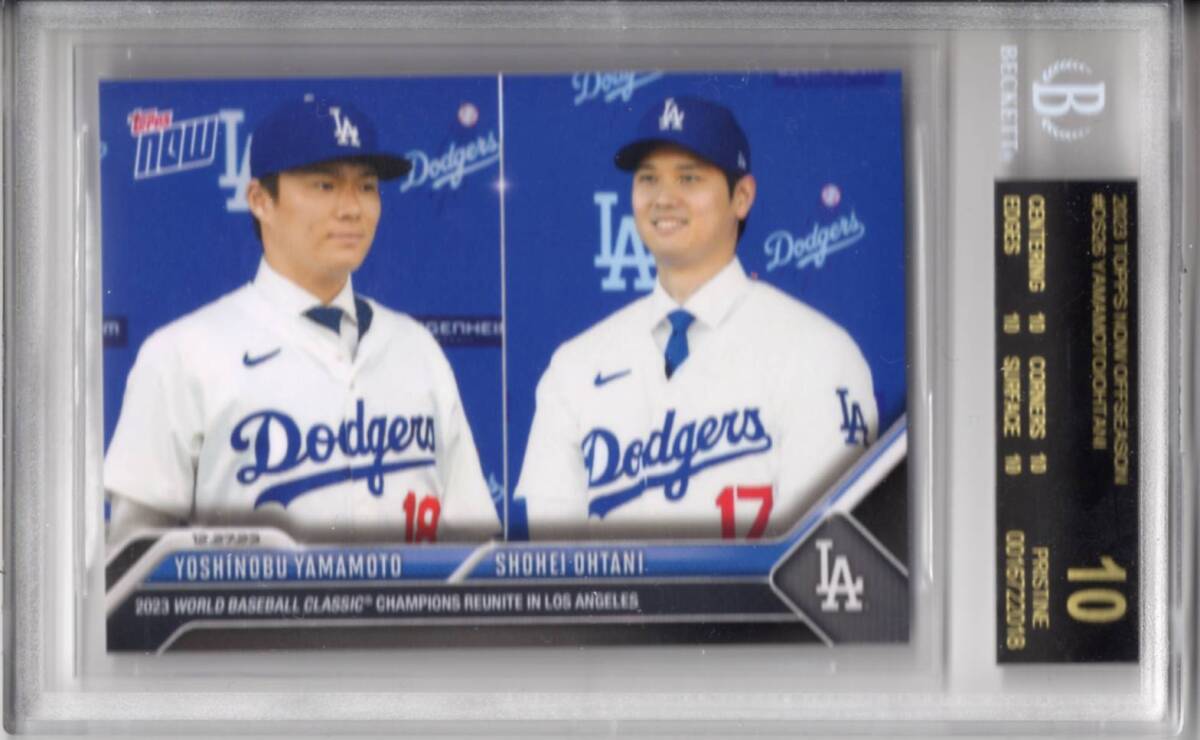 2023 TOPPS NOW OFFSEASON OS26 YOSHINOBU YAMAMOTO 山本由伸 SHOHEI OHTANI 大谷翔平 BGS10 ドジャース 移籍 入団会見 ブラックラベルの画像1