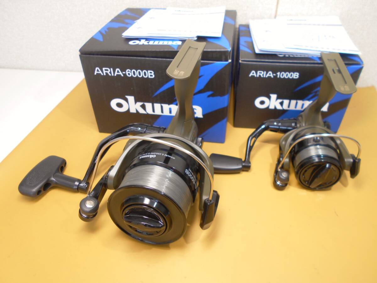●未使用・開封品●【OKUMA】 ARIA-6000B ・ ARIA-1000B　糸付き箱入り・2台セット_付属品は、箱と説明書です。